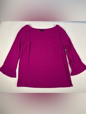 Talbots Women's Fuchsia purple Boatneck Bell-Sleeve Top size small